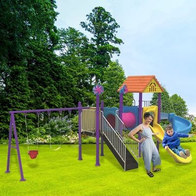 MYTS Outdoor Playground With 3 Swings And A Backyard Slides