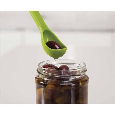 Joseph Joseph 2-Piece Scoop and Pick Jar Spoon and Fork, for olives in jars - Green