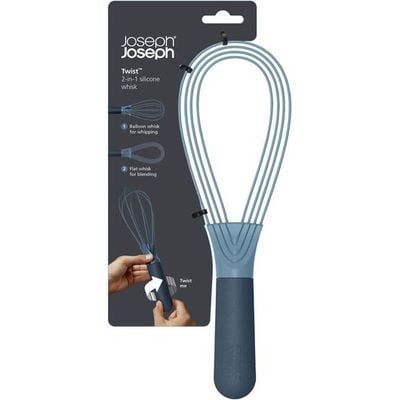 Joseph Joseph Joseph Twist Whisk Collapsible Balloon and Flat Silicone Coated Steel Wire, Sky Blue 24, 981000