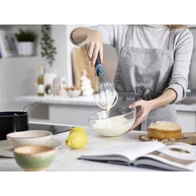 Joseph Joseph Joseph Twist Whisk Collapsible Balloon and Flat Silicone Coated Steel Wire, Sky Blue 24, 981000