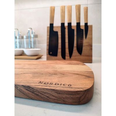 Nordico Cutting Board Acacia Large 55x25 Cm: Large Cutting Surface, Knife-Friendly, Easy to Clean, Food-Grade Oil Finish, Reversible, Modern Design, Kitchen Essential, Versatile