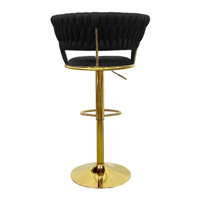 Velvet Bar Stool Chair Metal Leg, Adjustable High Backrest 360° Upholstered Seat Kitchen Home Office Chairs