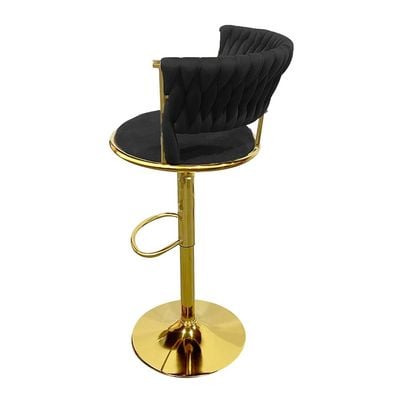 Velvet Bar Stool Chair Metal Leg, Adjustable High Backrest 360° Upholstered Seat Kitchen Home Office Chairs