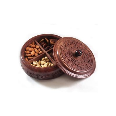 Acewood Dry Fruit serving box , spice box, nuts box, dry fruit tray, Dryfruit gift box,Dates box,Dry Fruit Containers, masala dabba/masala  7 inchesani/masala box/nut container/diwali gift.(7inches)