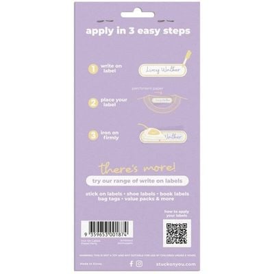 Stuck on You Iron On Labels, Easy to Iron, Washer/Dryer Safe, and Long Lasting, 39 labels Per Pack, Pastel Party 