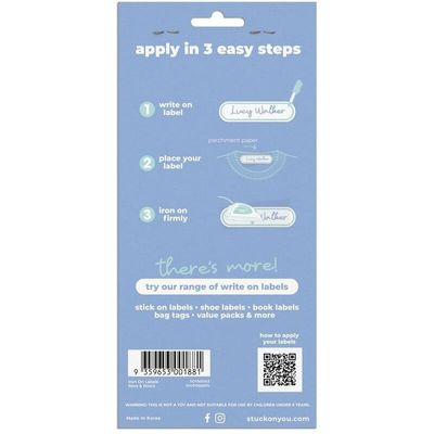 Stuck on You Iron On Labels, Easy to Iron, Washer/Dryer Safe, and Long Lasting, 39 Labels Per Pack, Revs & Roars