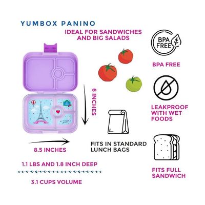 Yumbox Panino 4-Compartment Leakproof Bento Box Purple