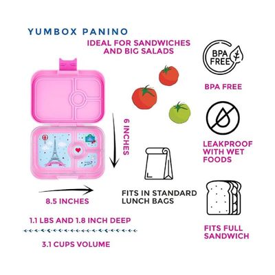 Yumbox Panino 4-Compartment Leakproof Bento Box Pink