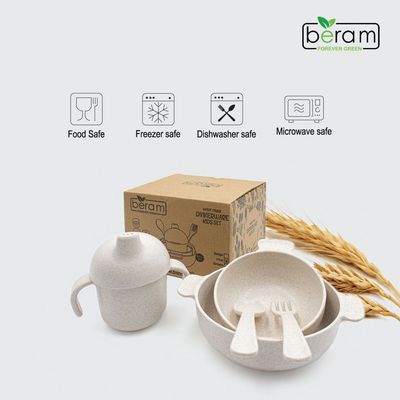 Wheat Straw 5 Pieces Dinner Set Beige