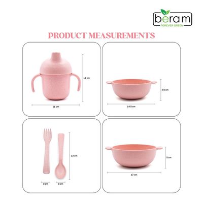 Wheat Straw 5 Pieces Dinner Set Pink
