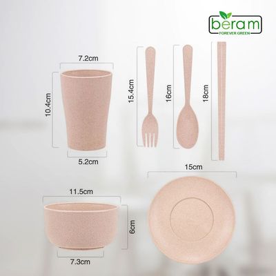 Wheat Straw 6 Pieces Dinner Set Beige