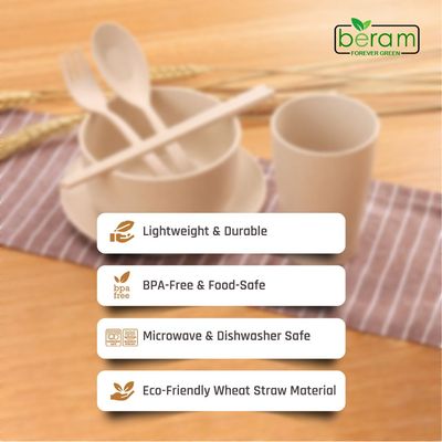 Wheat Straw 6 Pieces Dinner Set Beige