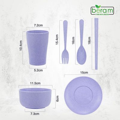 Wheat Straw 6 Pieces Dinner Set Blue