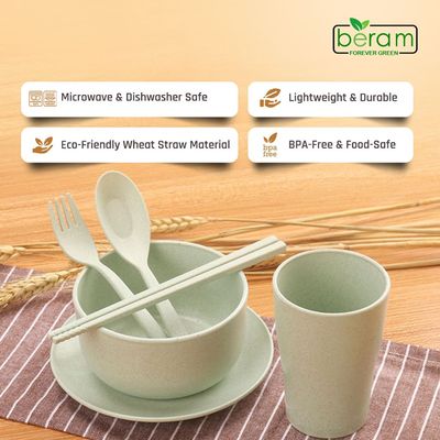 Wheat Straw 6 Pieces Dinner Set Green
