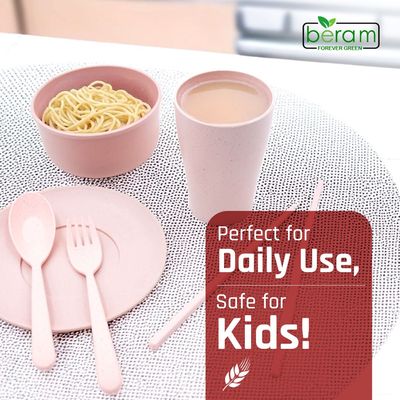 Wheat Straw 6 Pieces Dinner Set Pink