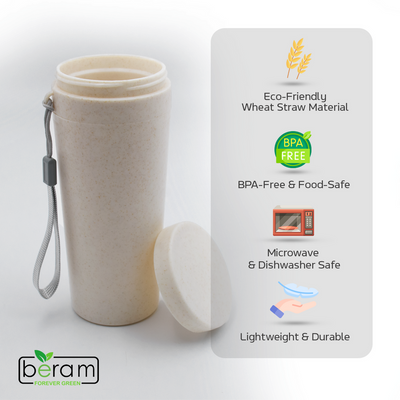 Wheat Straw Water Bottle Beige