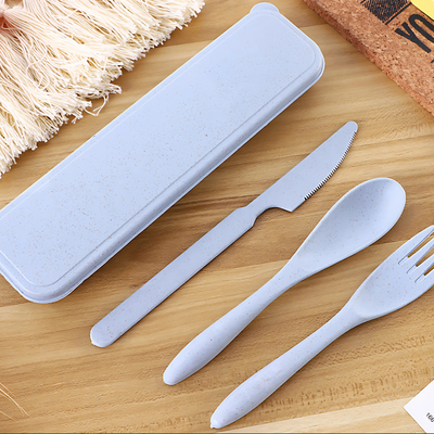 Wheat Straw Cutlery Set Blue