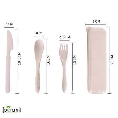 Wheat Straw Cutlery Set Pink