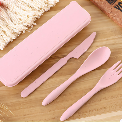 Wheat Straw Cutlery Set Pink