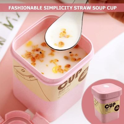 Wheat straw 550ml Lunch box Pink