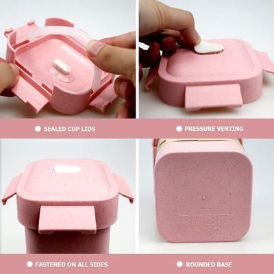 Wheat straw 550ml Lunch box Pink