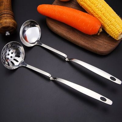 Steel spatula wall hanging soup ladle