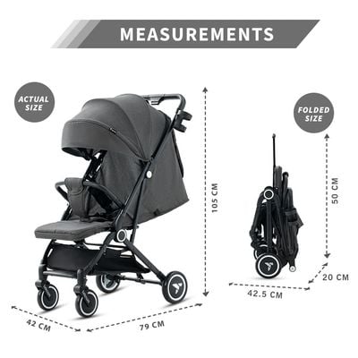 TEKNUM Travel Cabin Stroller with Coffee Cup Holder - Slate Grey