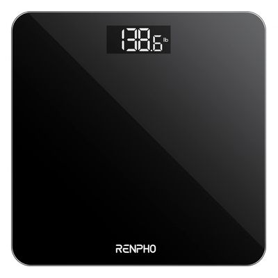 RENPHO Digital Bathroom Scales for Body Weight, Weighing Scale Electronic Bath Scales with High Precision Sensors Accurate Weight Machine for People, LED Display, Black, 180kg, Core 1s