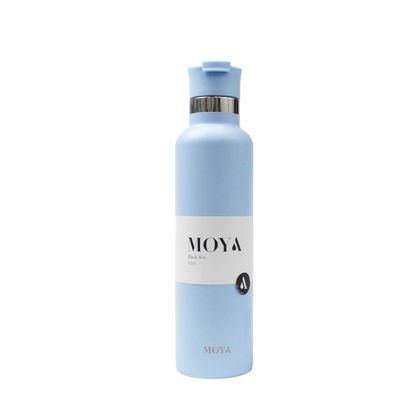 Moya "Black Sea"  700ml Insulated Sustainable Water Bottle Powder Blue Spout Lid