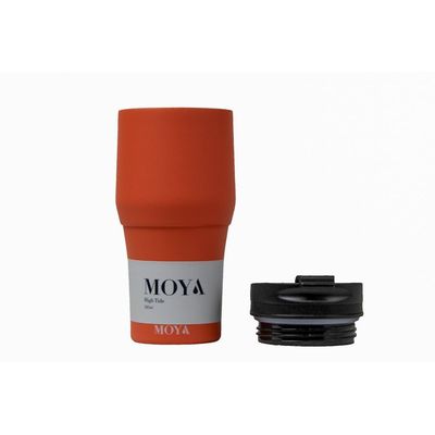 Moya "High Tide" 380ml Travel Coffee Mug Black/Coral