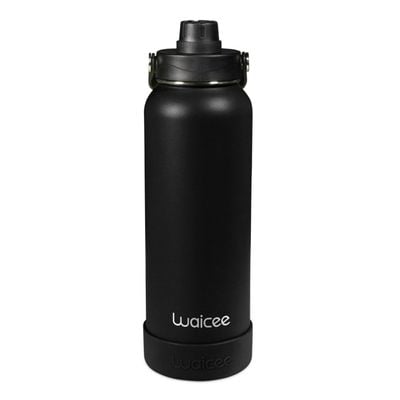 Waicee Onyx Black Reusable Bottle - Ideal for Back-to-School, Insulated, Leak-Proof, Large Capacity, Durable, BPA-Free -  1200ml