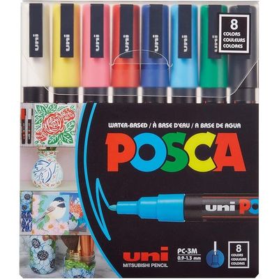 Uni Posca Water-Based Paint Bullet Markers - Multi-Surface, Non-Toxic, Ideal for Art and Craft Projects