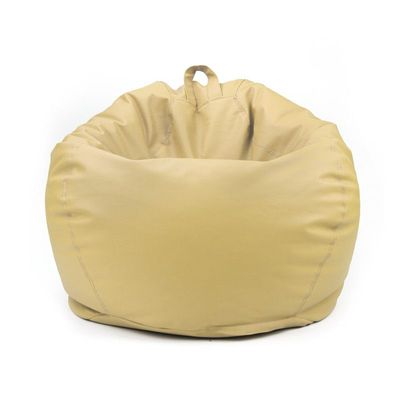 Classic Round Faux Leather Bean Bag with Polystyrene Beads Filling | Elegant & Cozy Seating | Lightweight & Portable | Easy to Clean(Kids-XS, Beige)