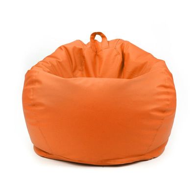 Classic Round Faux Leather Bean Bag with Polystyrene Beads Filling | Elegant & Cozy Seating | Lightweight & Portable | Easy to Clean(Kids-XS, Orange)