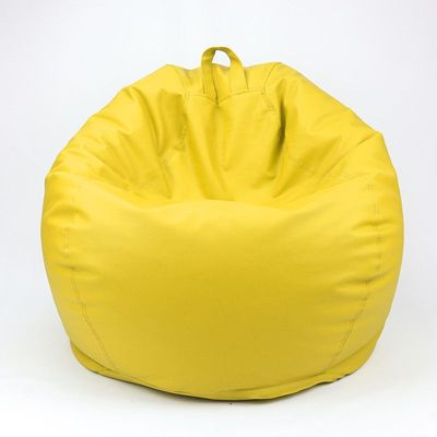 Classic Round Faux Leather Bean Bag with Polystyrene Beads Filling | Elegant & Cozy Seating | Lightweight & Portable | Easy to Clean(Kids-XS, Yellow)