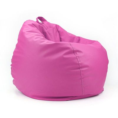 Classic Round Faux Leather Bean Bag with Polystyrene Beads Filling | Elegant & Cozy Seating | Lightweight & Portable | Easy to Clean(Kids-XS, Pink)