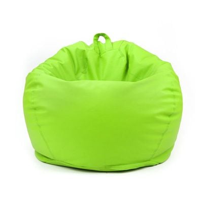 Classic Round Faux Leather Bean Bag with Polystyrene Beads Filling | Elegant & Cozy Seating | Lightweight & Portable | Easy to Clean(Kids-S, Light Green)