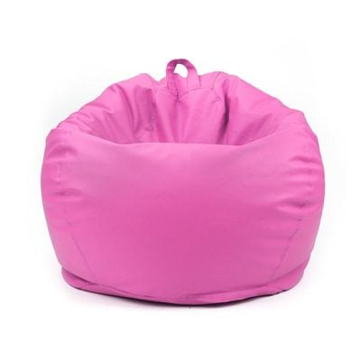 Classic Round Faux Leather Bean Bag with Polystyrene Beads Filling | Elegant & Cozy Seating | Lightweight & Portable | Easy to Clean(Kids-S, Pink)