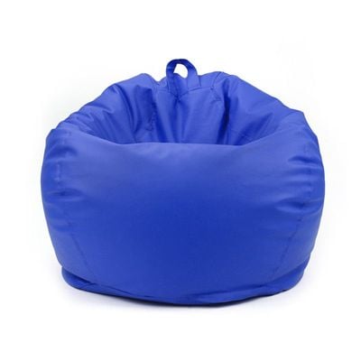 Classic Round Faux Leather Bean Bag with Polystyrene Beads Filling | Elegant & Cozy Seating | Lightweight & Portable | Easy to Clean(X-Large, Royal Blue)