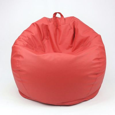 Jumbble Classic Round Faux Leather Bean Bag with Polystyrene Beads Filling | Elegant & Cozy Seating | Lightweight & Portable | Easy to Clean(XX-Large, Red)
