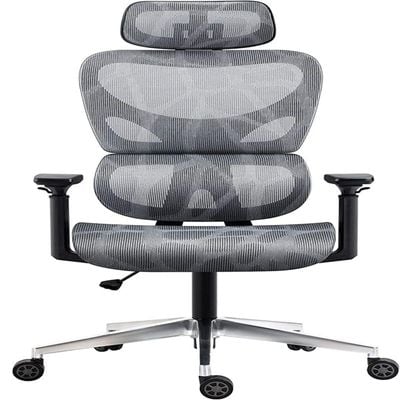 COOLBABY Ergonomic Office Chair, Home Desk Chair, Comfy Breathable Mesh Chair, High Back Thick Cushion Computer Chair with Headrest and 3D Armrests, Adjustable Height Home Gaming Chair (Grey)