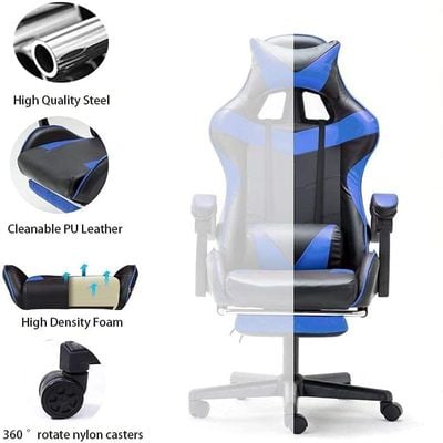 COOLBABY Gaming Chair Racing Style Office Chair Durable Leather Seat 360° Gaming Chair Upto 120 Kg,BLACK