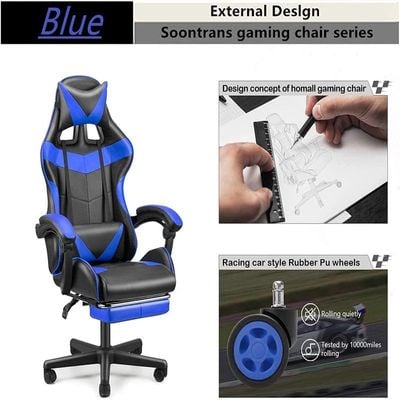 COOLBABY Gaming Chair Racing Style Office Chair Durable Leather Seat 360° Gaming Chair Upto 120 Kg,BLACK