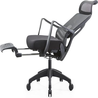 Ergonomic office chair, Retractable Footrest and Adjustable back support, Chair for Home Office, Adjustable rolling swivel office chair with armrest and headrest, Executive chair Black