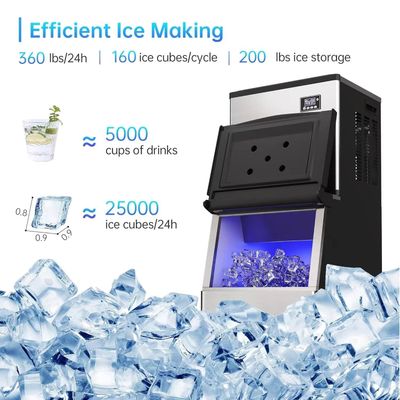 Commercial Ice Maker Machine, 250KG/300KG/350KG（24 hours）, Freestanding Stainless Steel Ice Maker, Perfect for Bar/Cafe/Restaurant