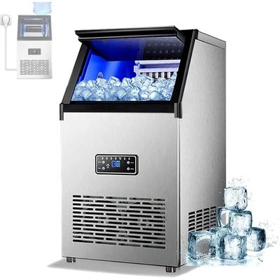 Commercial Ice Maker Machine, Automatic Ice Cube Maker with Blue LED Lighting, 30kg / 24H, LCD Display, Self-Cleaning, 11.5kg Ice Capacity, for Bar