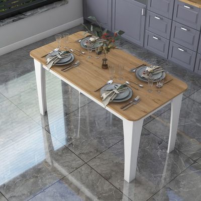 Home Canvas Versa Kitchen Table, Dining Table White and Oak