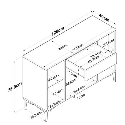 Home Canvas Bistro Multi-Storage Cabinet Sideboard White and Oak 