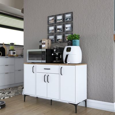 Home Canvas Bistro Multi-Storage Cabinet Sideboard White and Oak 