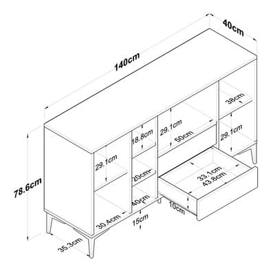 Home Canvas Versa Coffee Multipurpose Sideboard Cabinet White and Oak 